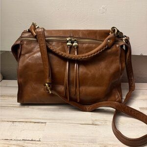 HOBO Chestnut Brown Leather Crossbody Satchel